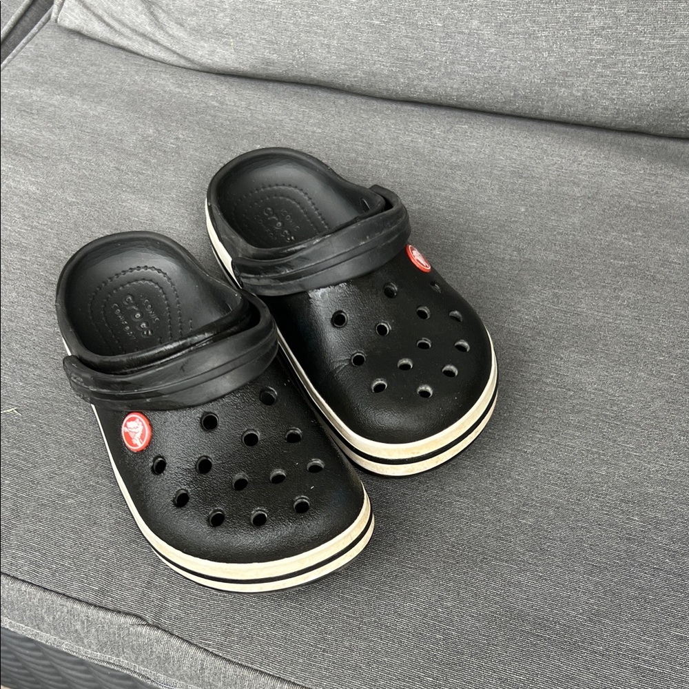 Kids Black Clog Sandals with Strap - Crocs Style